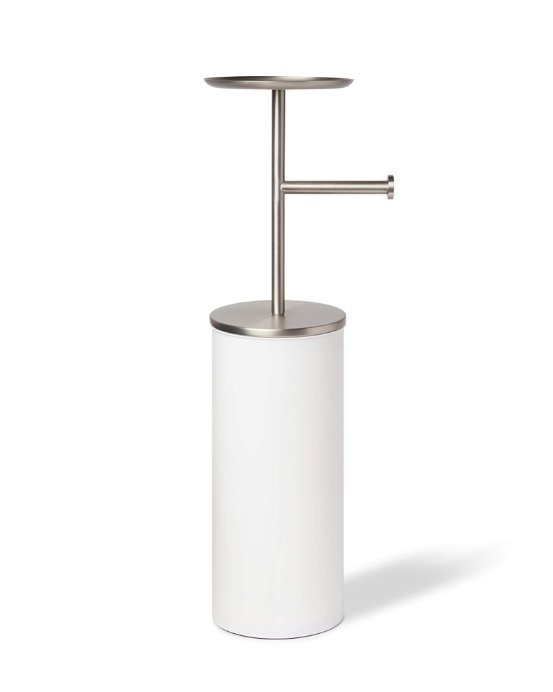 Umbra Portaloo Toilet Paper Stand and Reserve, White/Nickel - Image 4